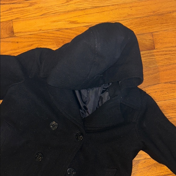 Kids Old Navy Black Hooded Wool Jacket M - Picture 4 of 5